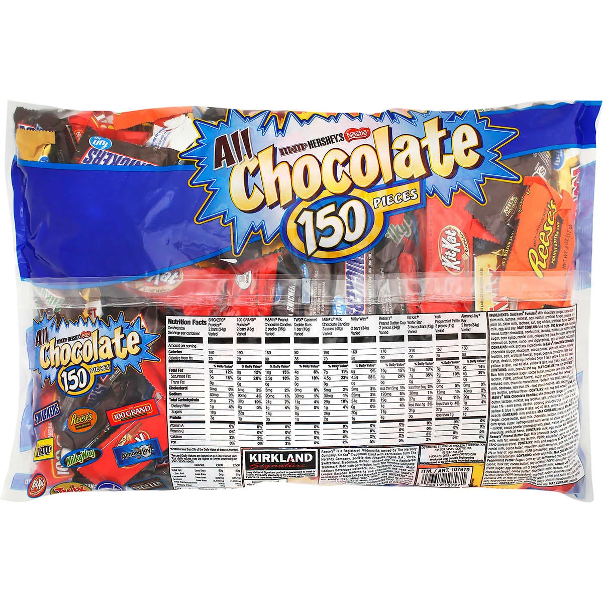 GroceryanMeat.com: Kirkland Signature All Chocolate Bag, Variety Pack, 150  ct