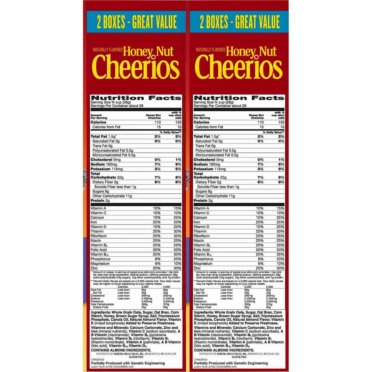 honey nut cheerios food label