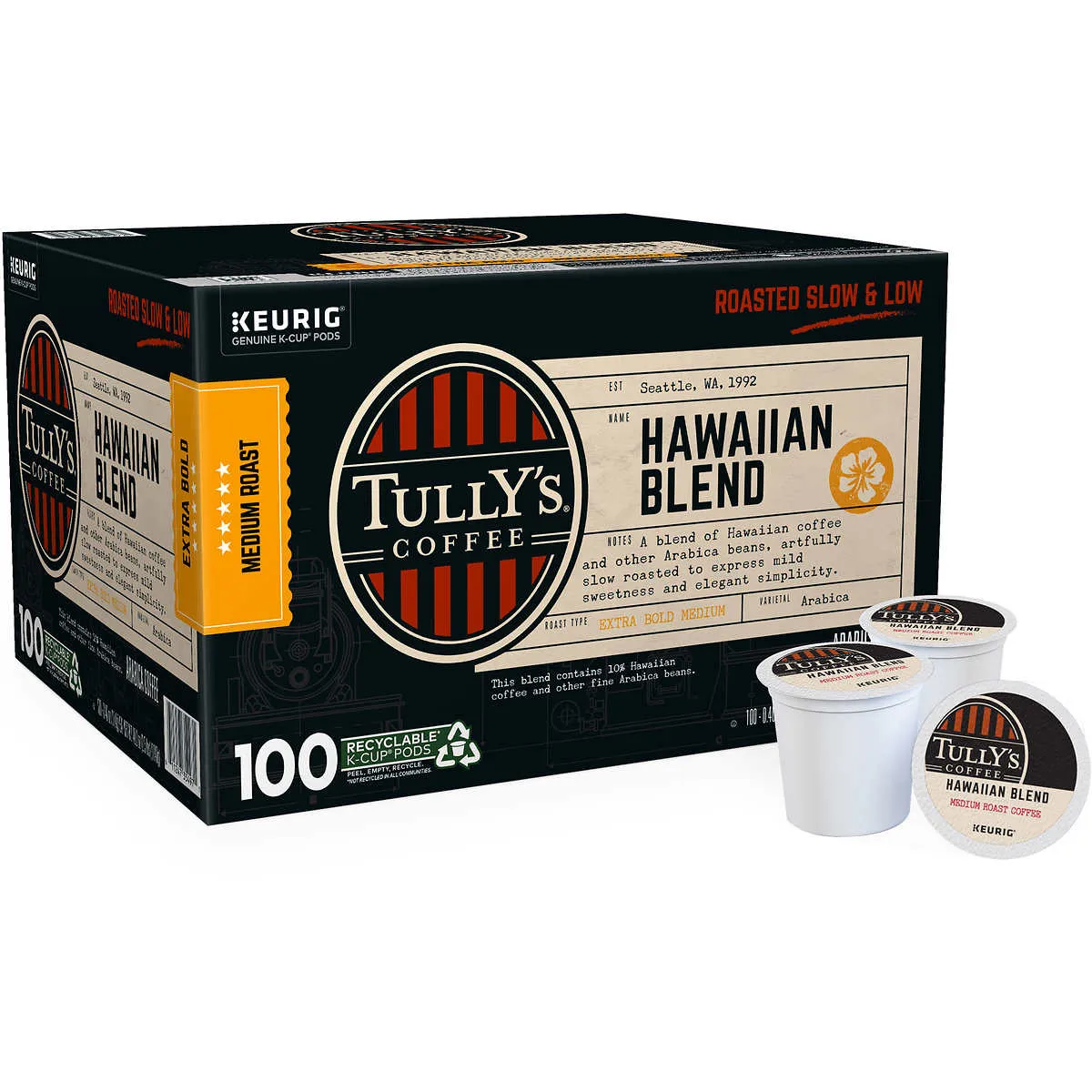 GroceryandMeat Tully s Hawaiian Blend Coffee Medium Keurig K Cup Pods 100 ct